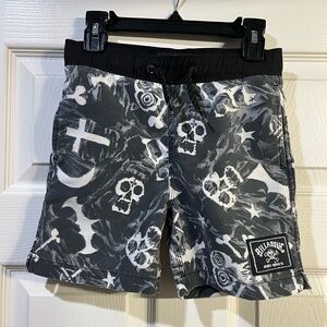 Billabong Kids' Black and Gray Color-Changing Printed Swim Shorts